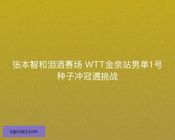 张本智和泪洒赛场 WTT金奈站男单1号种子冲冠遇挑战